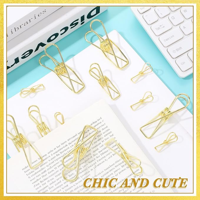 100 Pcs Paper Clips Metal Wire Hollow Out Clothespins Multi Purpose Utility - Image 7