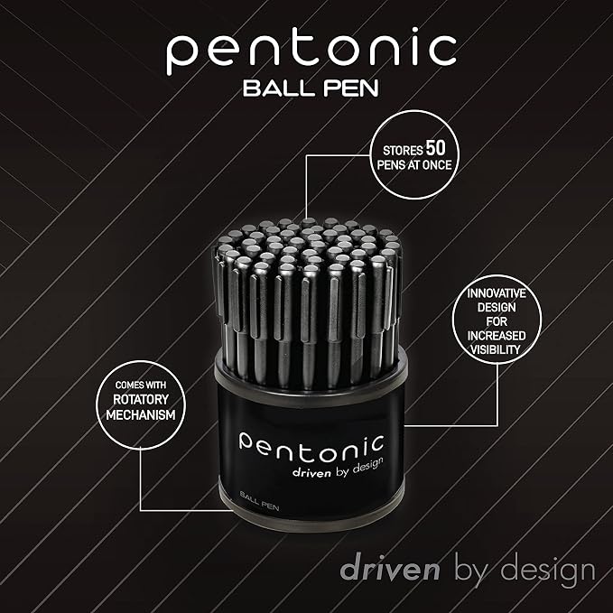 Pentonic Ballpoint Pens In Pen Organizer, Bulk 50 Count, 1.0 mm Medium Point - Image 4