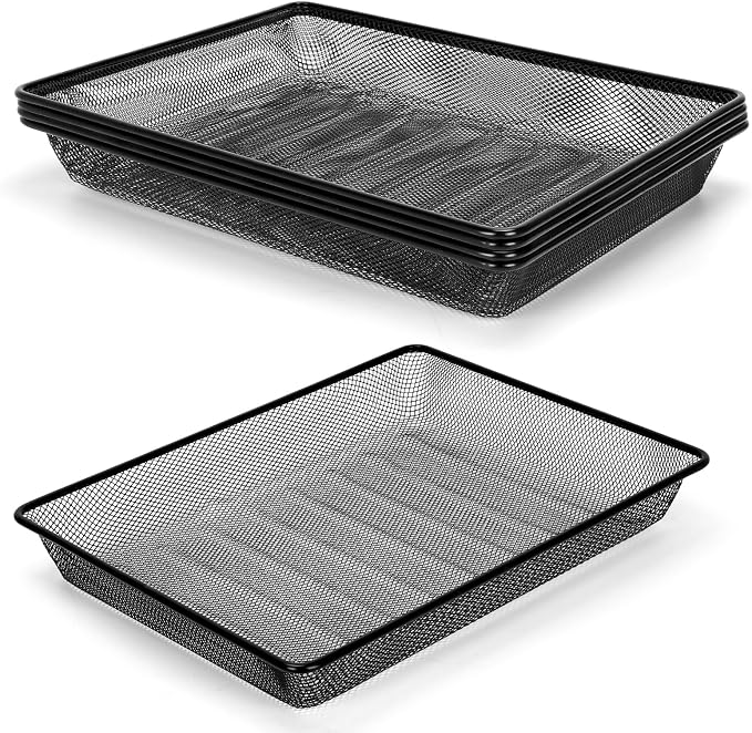 Office Metal Mesh Basket for Desk, Single Paper Tray Organizer, Turn in Trays by AZFUNN