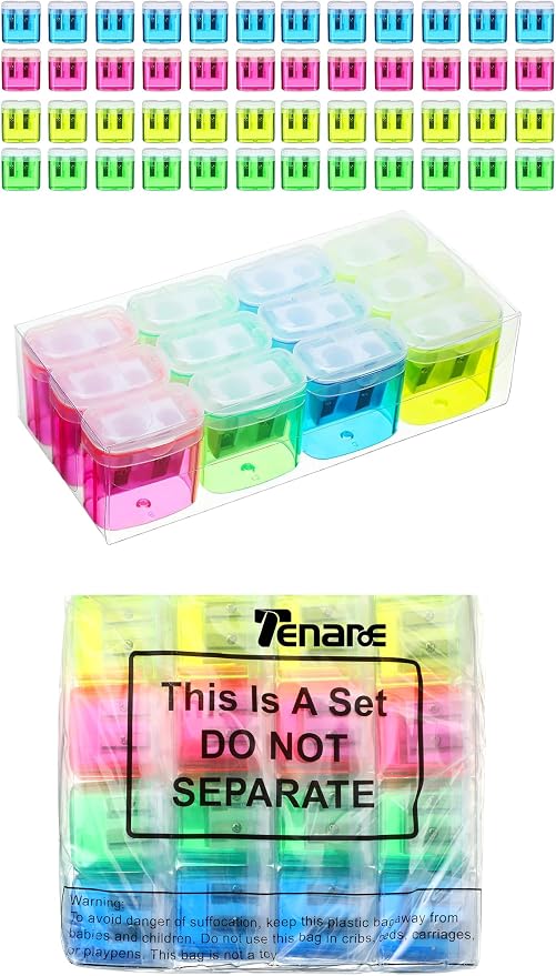 Tenare 48 Pcs Back to School Pencil Sharpeners Manual Double Hole Pencil - Image 8