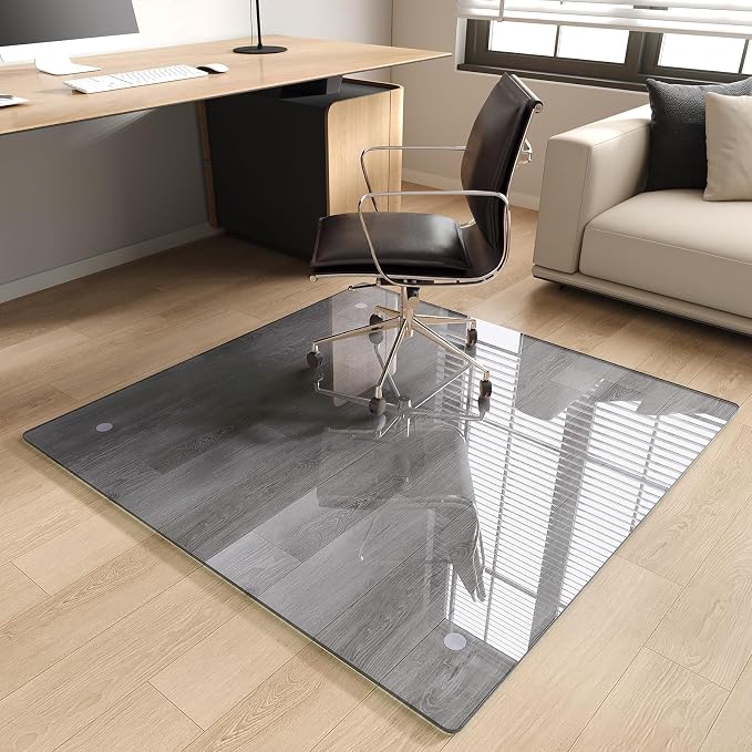 Tempered Glass Chair Mat, Round Corner and Polished Edge by MYSUNORIA