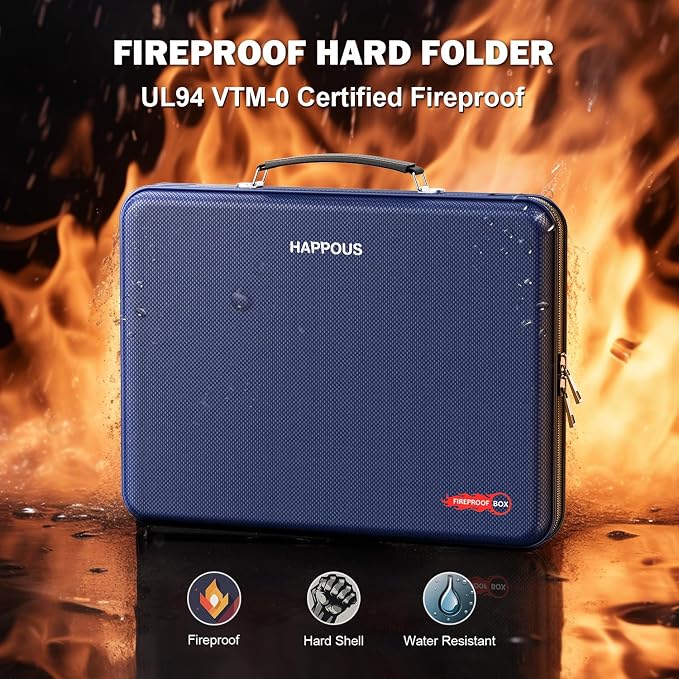 Fireproof Document Organizer, Fireproof Document Box | Portable Hard-Shell - Image 2