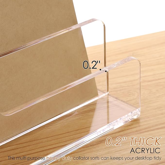 SANRUI Acrylic Mail Organizer, 5 Compartments File Holder - Image 4