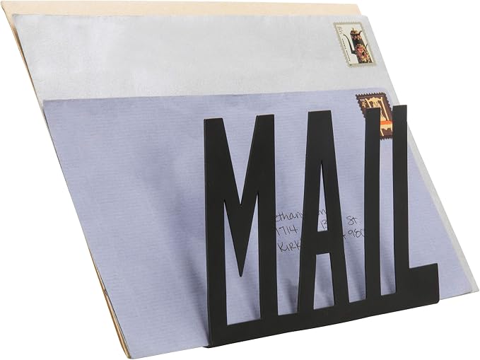 MyGift Mail Holder Organizer Countertop Modern Metal Black - Image 7