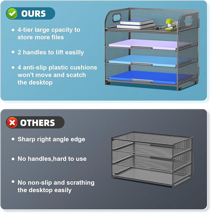 Marbrasse 4 Tier Paper Organizer Letter Tray - Image 2