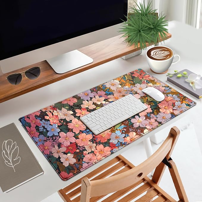 Floral Desk Mat for Women, Pastel Aesthetic Large Mouse Pad, XXL Desk Pad - Image 7