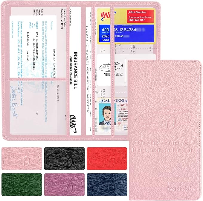 Valardoh Premium Car Registration and Insurance Card Holder, Car Document Holder by Valardoh