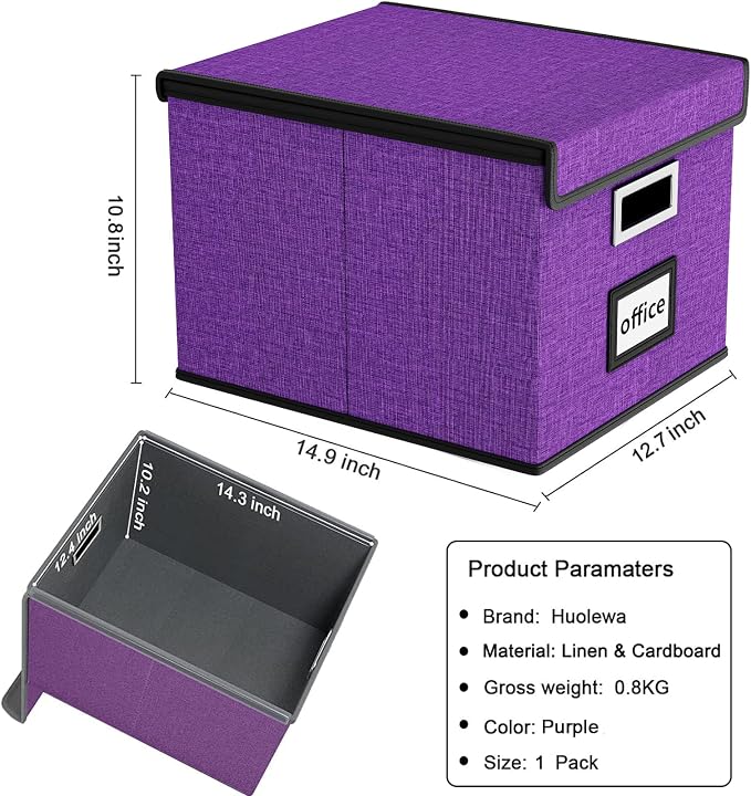 File Organizer Box with Lid, Collapsible File Folder Organizer - Image 6