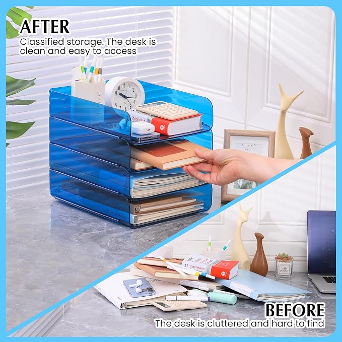 CiWiVOKi 2 Pack Stackable Paper Tray File Organizer - Image 6