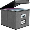 File Organizer Box with Lid, Collapsible File Folder Organizer by Huolewa