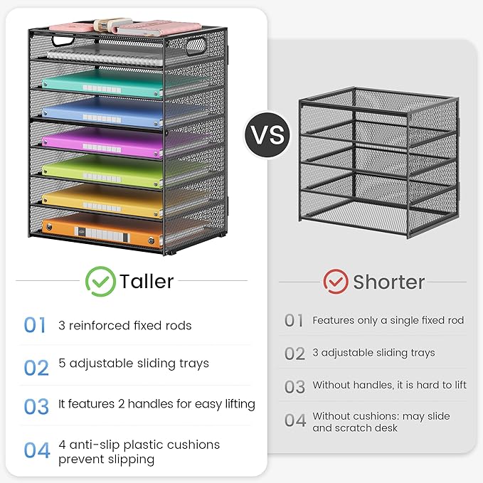 Lavatino 2 Pack 8-Tier Office Desk File Organizer, Letter Tray Paper Organizer - Image 6