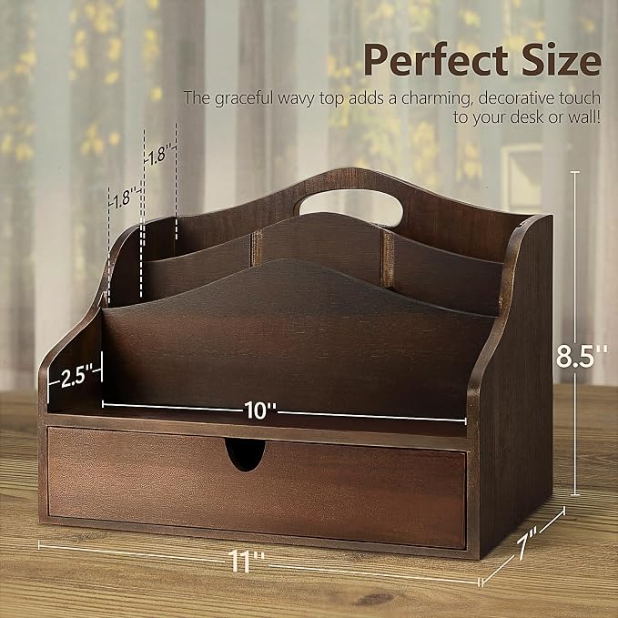 Rebee Vision Acacia Wood Mail Organizer - Image 2