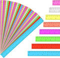 32 Pack Assorted Color Clear Rulers 12 inch, Plastic Ruler Bulks by Okxir