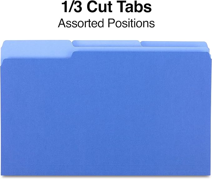 Staples File Folders, Legal Size, 1/3‑Cut Tabs, Durable Paper Stock, 200/Carton - Image 3