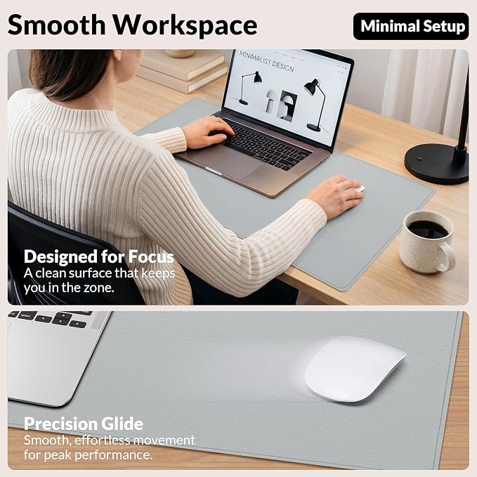 AFIING Cork Desk Mat, 35.4" x 17", Light Grey, Desk pad Protector | Dual-Sided - Image 5
