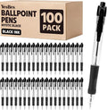 100 Pack Ballpoint Pens Bulk, Retractable Black Pens Ballpoint Medium Point 1mm by YesBes