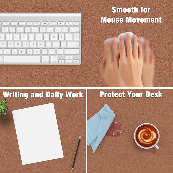 Hsurbtra Desk Pad, 35.5" x 17" PU Leather Desk Mat, XXL Extended Mouse Pad - Image 4