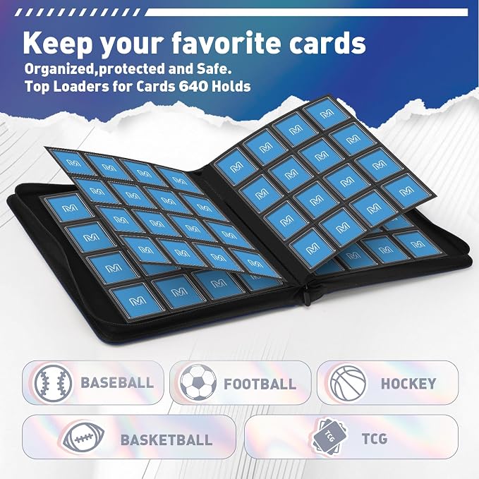 16 Pocket Toploader Binder, Holds 640 TopLoaders, Top Loader Binder - Image 2
