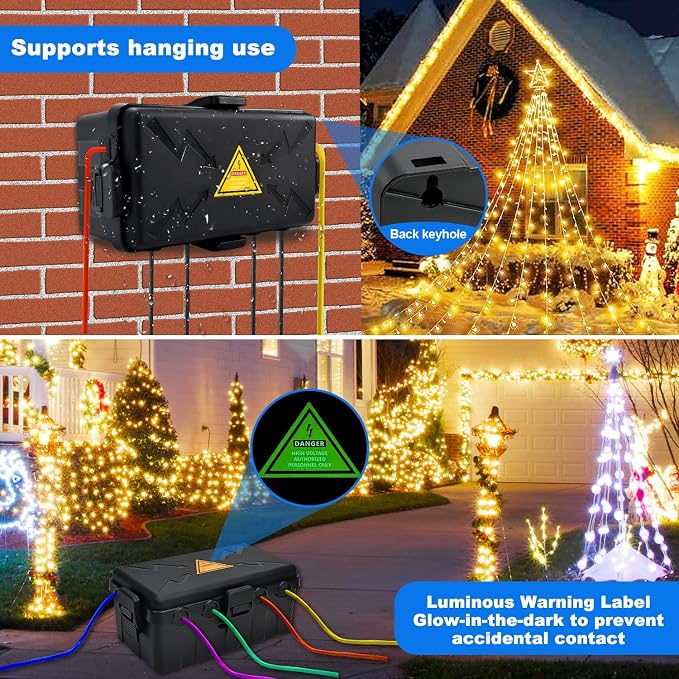 Hrensaw Medium Outdoor Electrical Box, Weatherproof Connection Box w/6 Cable - Image 6
