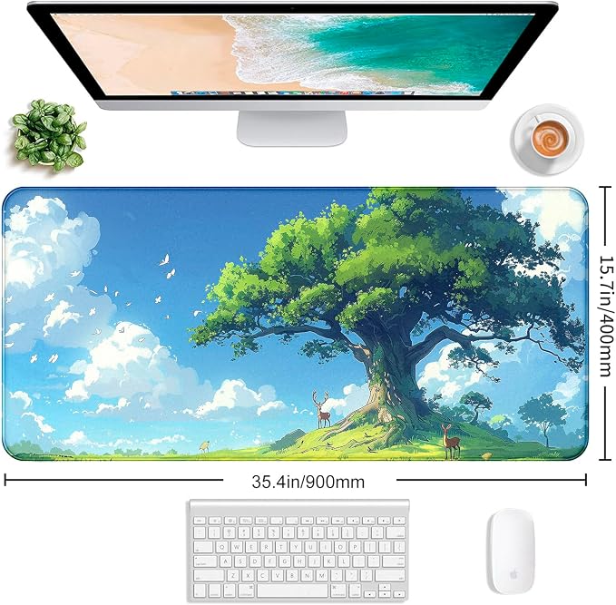 Large Green Plant Outdoor Landscape Office Desk Pad, Computer Mouse Pad | Large - Image 2