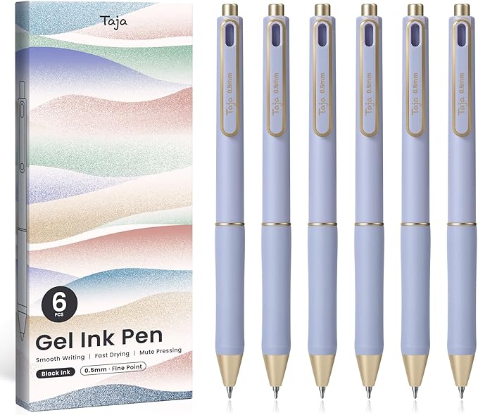 Taja Gel Pens, 0.5mm Fine Point Smooth Writing Pens by Taja