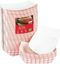 Small Paper Food Boats – 1 lb Disposable Red & White Checkered Paper Trays by StockYourHome