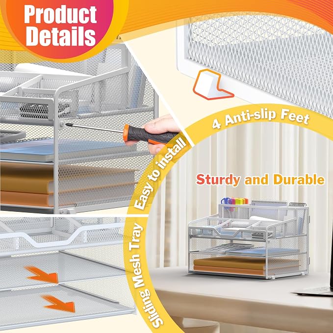 Docnest 3 Tier Mesh Desk Organizer - Image 4