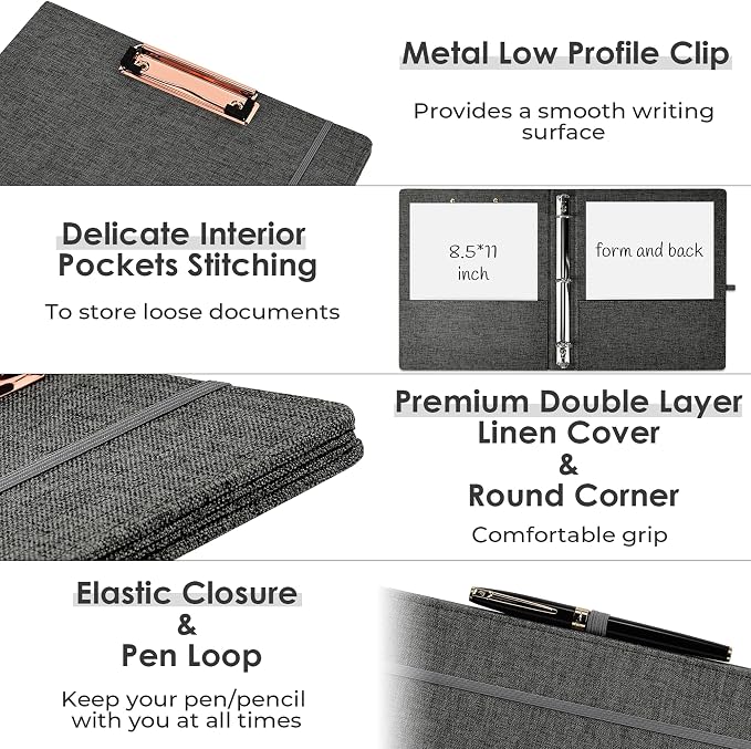 EYROZILL 3 Ring Binder, 1 Inch Linen Binder Organizer - Image 4
