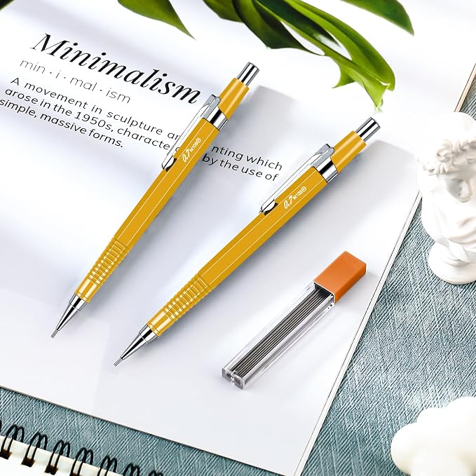 Outus 4 Pack Yellow Metal Mechanical Pencils, 0.9 mm Leads - Image 5