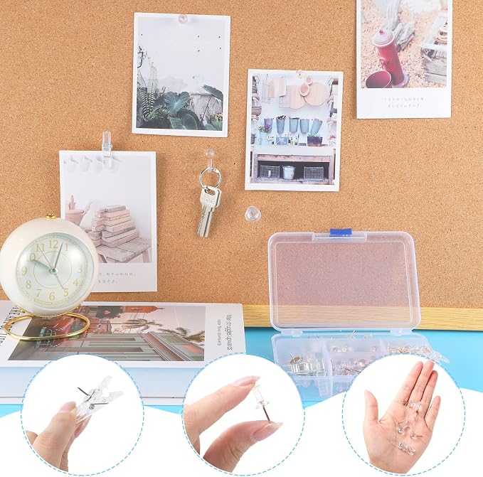 200 Pieces Push Pins Set, 5 Types Clear Thumb Tacks Push Pins - Image 6