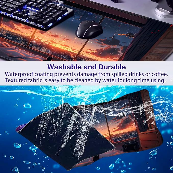 Sunset Night Cat Mouse Pad, Summer Night Scene Decoration Game Table Pad XL | - Image 6