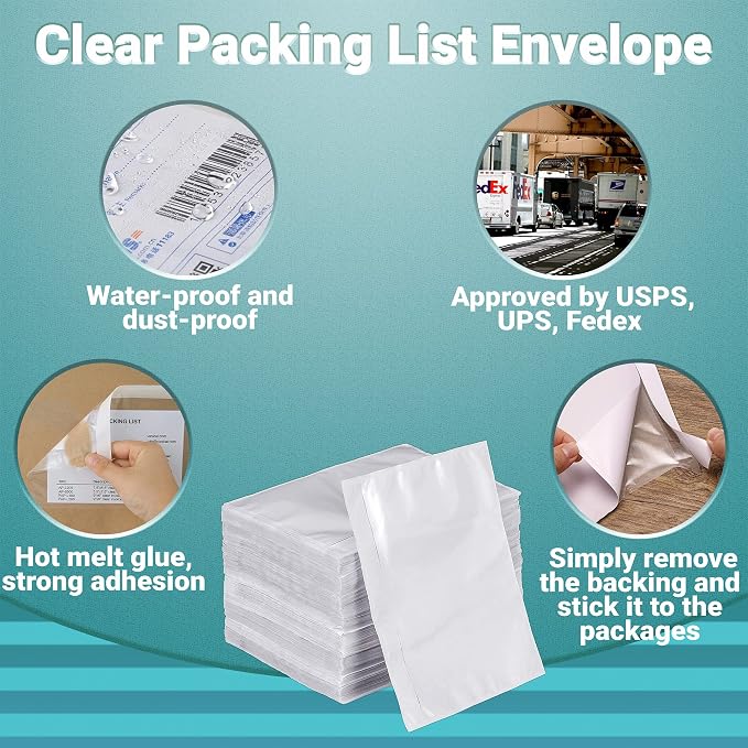 APQ Clear Top Loading Packing List Envelopes, 10.75 x 6.75 Inches. 500 Pack - Image 5