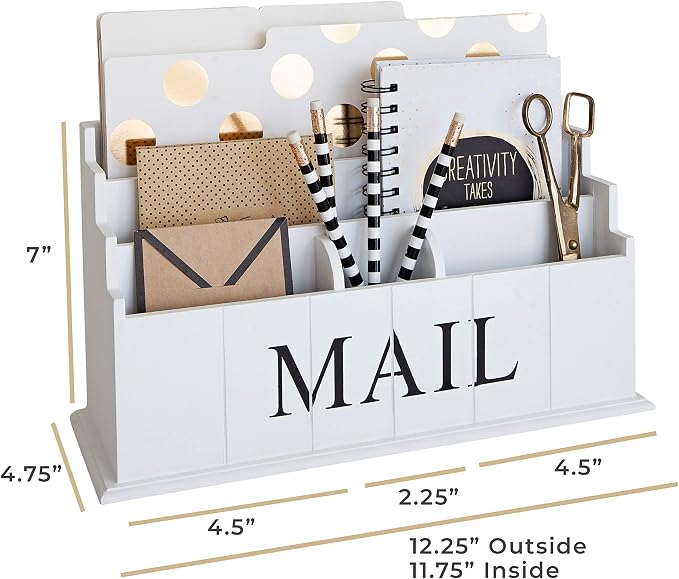 BLU MONACO | White Wooden Mail Organizer - Image 6