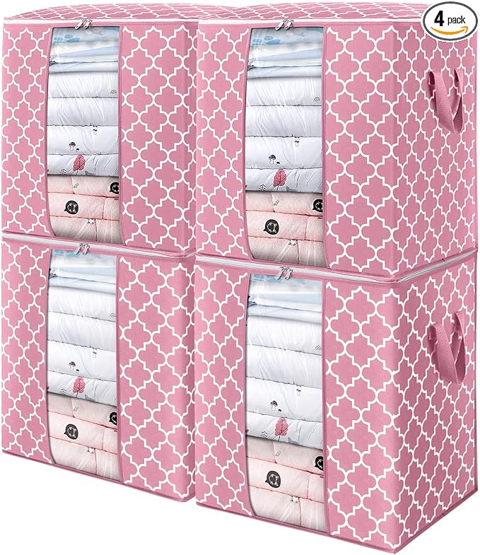 WISELIFE Storage Bags 4 Pack/100L Large Blanket Clothes Organization and by WiseLife