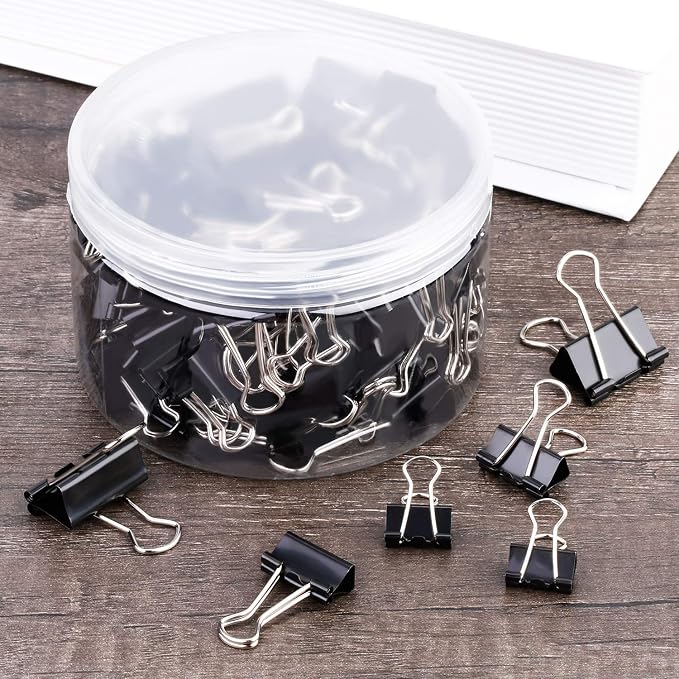 TecUnite 150 Pcs Binder Clips Assorted Sizes Black Paper Clamps Clips Large - Image 5