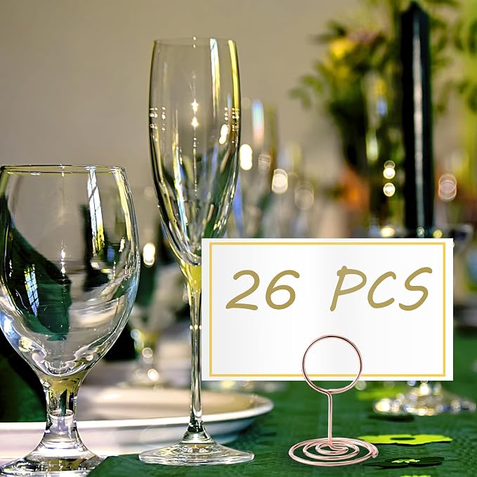 Hoewina 26Pcs Table Number Holders, Place Card Holder, Wire Picture Holder - Image 3