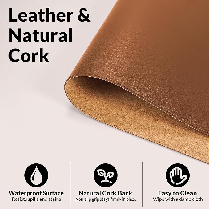 AFIING Leather Desk Mat 35.4" x 17", Large Mouse Pad, Non-Slip & Waterproof - Image 2
