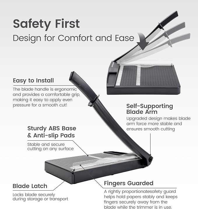 Paper Cutter, Paper Trimmer12" Cutting Length Heavy Duty Guillotine Paper Slicer - Image 5