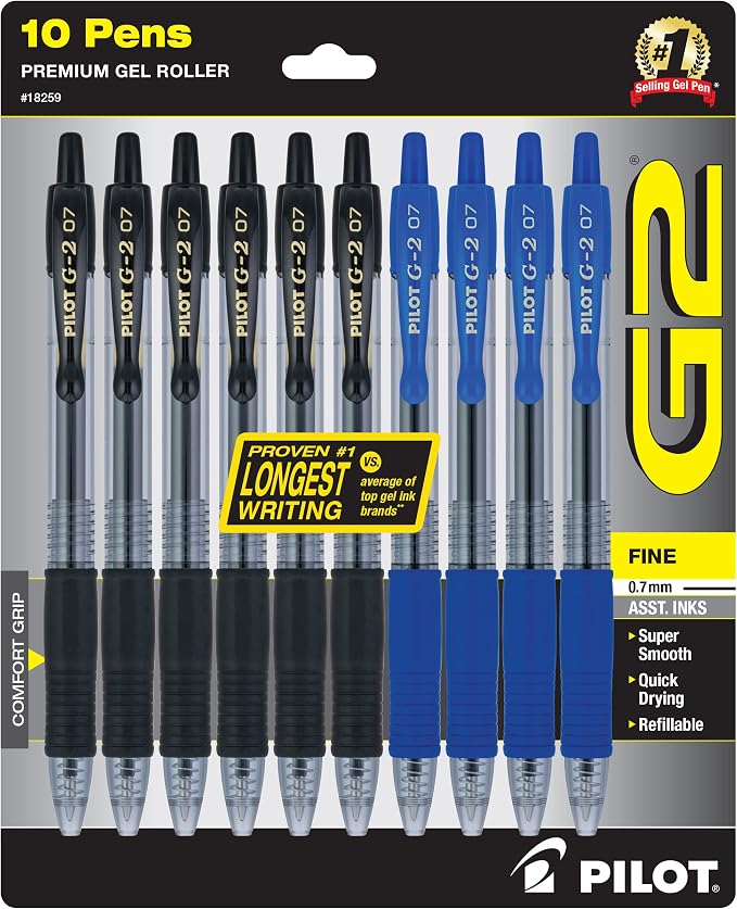 Pilot G2 Premium Refillable & Retractable Rolling Ball Gel Pens, Fine Point by PilotCorporationofAmerica