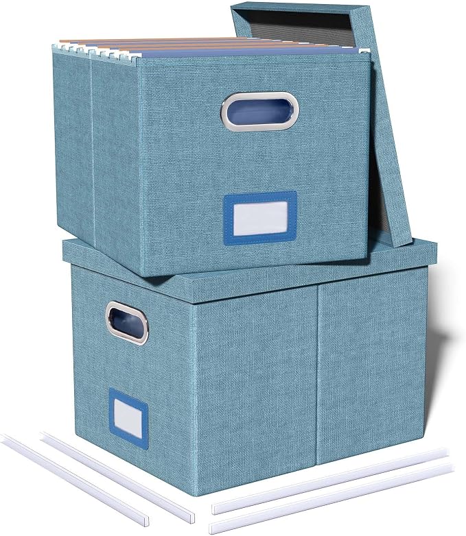 Oterri 2 Pack File Storage Organizer, Filing Box, Portable File Box by Oterri