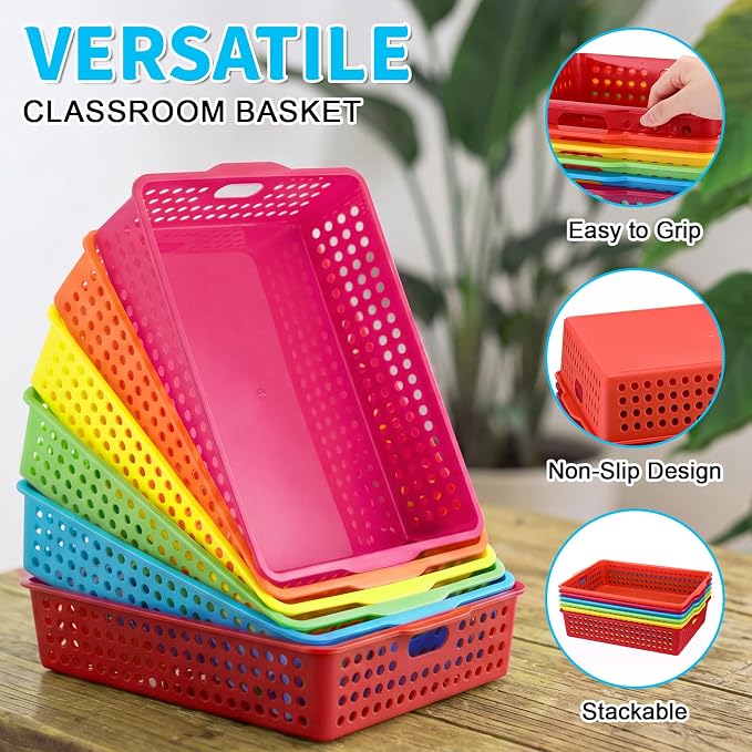 12 Pack Turn in Trays for Classroom, Stackable Letter Size Paper Trays - Image 4