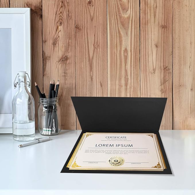 SUNEE 75pcs Certificate Kit, Includes 25pcs Black Certificate Holders & 25pcs - Image 8