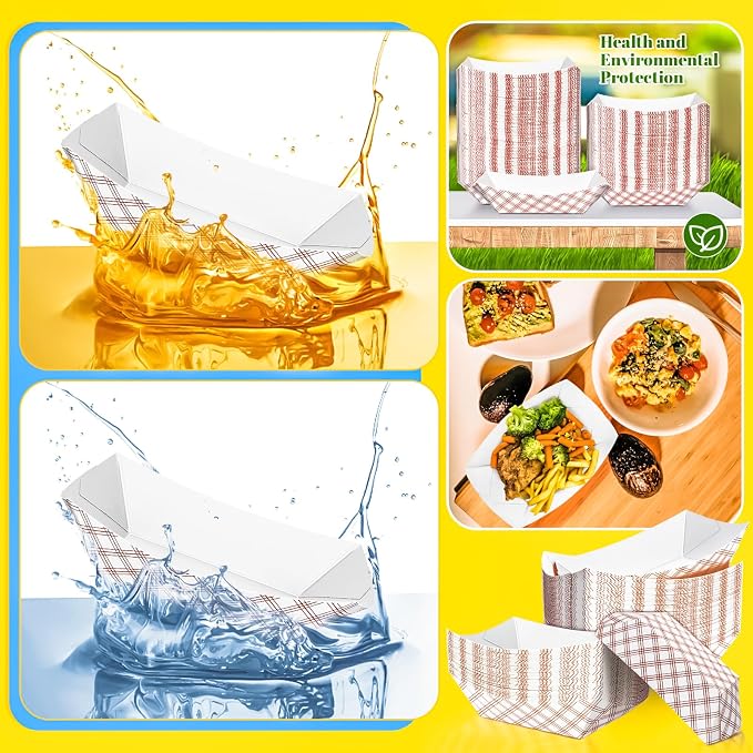 180 Pack Checkered 1Lb Paper Food Boat Trays Disposable Paper Boat Plates - Image 7