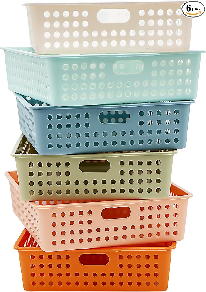 4E's Novelty 6 Pack Classroom Paper Baskets, Organizing Desk Boho Tray by 4EsNovelty