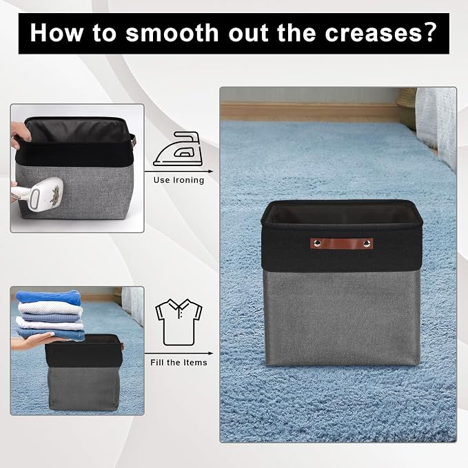 Bagnizer 13x13 Cube Storage Bins, Collapsible Fabric Storage Box, 4 Pack Closet - Image 5