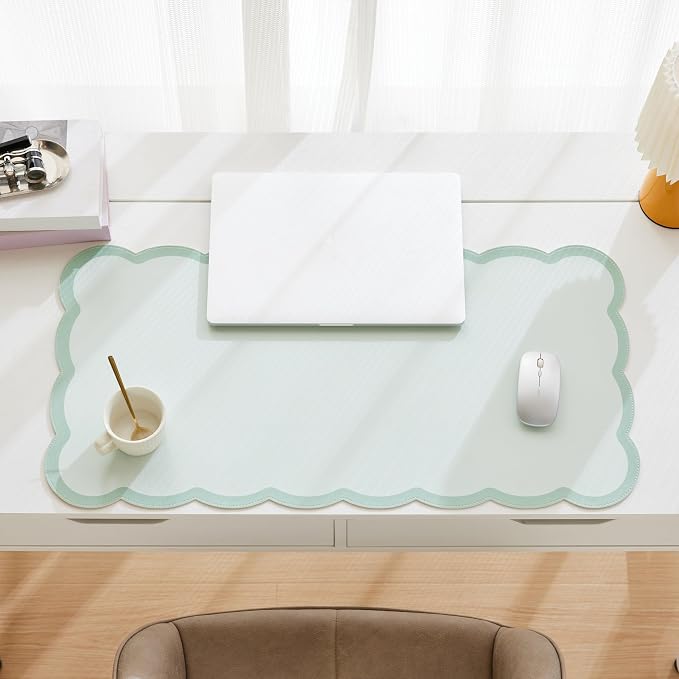 Scalloped Desk Mat, 31.5" x 15.7" Large Cute Aesthetic Desk Accessories - Image 3