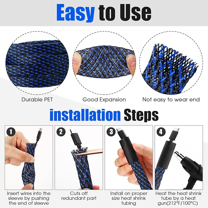 Tatuo 151 ft Expandable Braided Cable Sleeve Multi Size Braided Wire Sleeve - Image 3