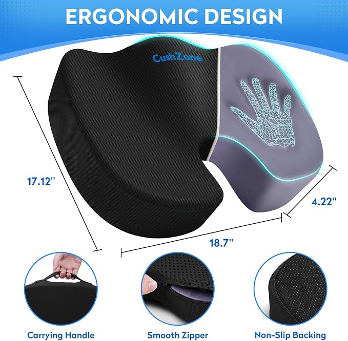 CushZone Seat Cushion, Office Chair Cushions, Car Seat Cushion, Non-Slip - Image 2