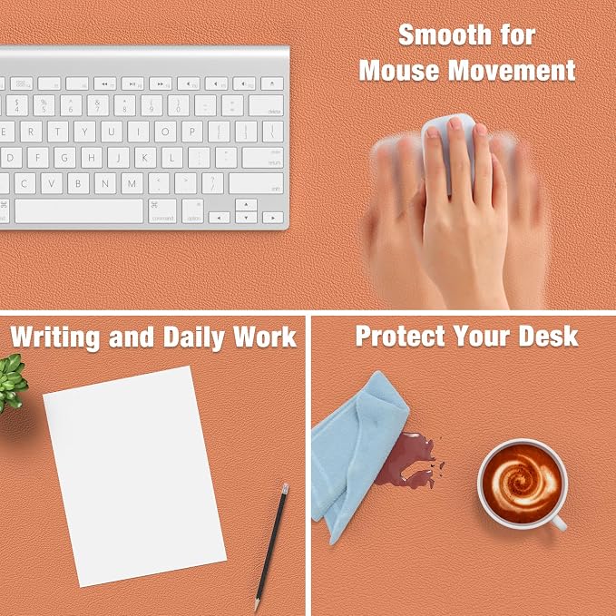 Hsurbtra Desk Pad, 23.6" x 13.8" PU Leather Desk Mat, M Extended Mouse Pad - Image 4