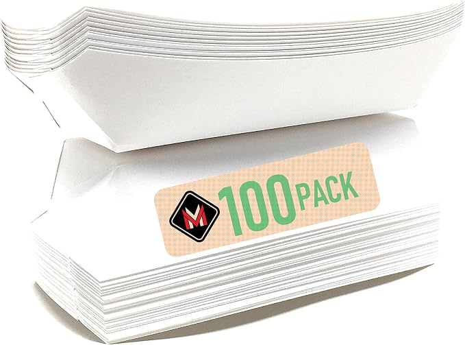 Mr Miracle 7 Inch Paper Hot Dog Tray in White. Pack of 100. Disposable by MrMiracle